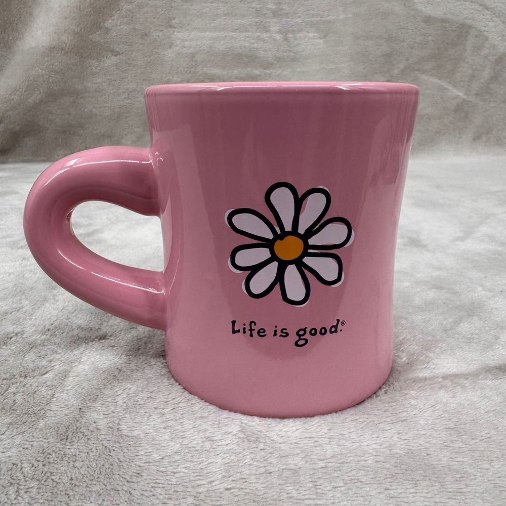 Life is Good Pink Daisy Coffee Mug Good Home Do What You Like Ceramic Cup